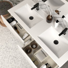 Meuble de salle de bain 120cm double vasque - sans miroir - 6 tiroirs - blanc - mata