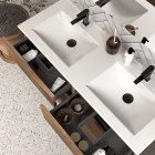 Meuble de salle de bain 120cm double vasque - sans miroir - 6 tiroirs - tabaco (bois foncé) - mata