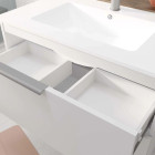 Meuble de salle de bains 60cm suspendu blanc 2 Tiroirs - Vasque blanche - ELEMENTARY Aurlane - LAV1091