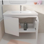 Meuble de salle de bains 80cm à suspendre Blanc 2 Portes - Vasque Blanche - ELEMENTARY Aurlane - LAV1037