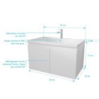 Meuble de salle de bains 80cm à suspendre Blanc 2 Portes - Vasque Blanche - ELEMENTARY Aurlane - LAV1037
