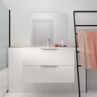 Meuble de salle de bains 80cm suspendu blanc 2 Tiroirs - Vasque blanche - ELEMENTARY Aurlane - LAV1092