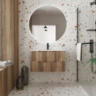 Meuble de Salle de Bains LEON 80 cm décor bois - 2 Tiroirs en MDF Ondulés - Vasque à encastre Aurlane - PACM728
