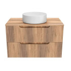 Meuble de Salle de Bains LEON 80cm décor Bois - 2 Tiroirs en MDF Ondules - Vasque ronde 36cm Aurlane - PACM722
