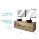 Meuble Salle de Bains 160 TIMBER Décor chêne 4 Tiroirs - Vasques à poser Noires 2 Miroirs 75x55 Aurlane - PACM861