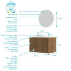 Meuble salle de bains 80 2 tiroirs décor chêne et Noir - Vasque et plan Blancs - Miroir LED 70 - YUKI Aurlane - PACM886