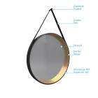 Miroir salle de bain rond Ø55cm noir mat et finition bronze - CIRCLE HORUS Aurlane - MIR028