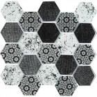 Mosaïque verre - mix gris déco - hexagones