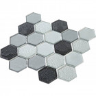 Mosaïque verre - mix gris - hexagones