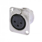 Embase Xlr, 3 Points Femelle, Argente, Nickel, Type D - Neutrik