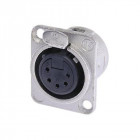 Embase Xlr, 5 Points Femelle, Argente, Nickel - Neutrik