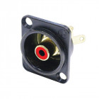 Socle Rca Dans Châssis Type D Chromé Noir, Anneau De Repérage Rouge - Neutrik