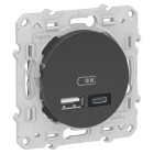 Odace - prise usb double - type a+c - anthracite - 5 vcc - 2,4a (s540401)