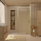 Paroi de douche verre ondulé 6 mm - 90x200 cm - cadre et bras aluminium or brossé Aurlane - FAC1035