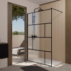 Paroi de douche serigraphie brique 120x195cm - verre anti-calcaire 8mm - profilé noir mat Aurlane - FAC1025