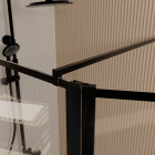 Paroi de douche avec volet pivotant 90x40x195cm - verre 8mm anti-calcaire - motifs et profilés noir Aurlane - FAC1027