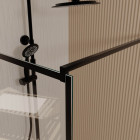 Paroi de douche serigraphie brique 90x195cm - verre anti-calcaire 8mm - profilé noir mat Aurlane - FAC1023