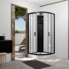 Cabine de douche 1/4 de cercle 85x85x210/235 cm - receveur + fonds blancs / colonne + profilés noirs Aurlane - CAB276