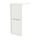 Paroi de douche or doré brossé 100x200cm - porte-serviette et etagère Aurlane - FAC1019