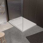 Receveur blanc effet granite en résine epoxy 80x120x3 cm + grille linéaire blanche Aurlane - PACR282