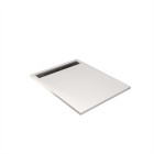 Receveur blanc effet granite en résine epoxy 80x120x3 cm + grille linéaire gun metal Aurlane - PACR283