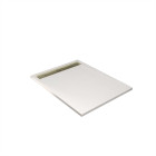 Receveur blanc effet granite en résine epoxy 80x120x3 cm + grille linéaire or brossé Aurlane - PACR284