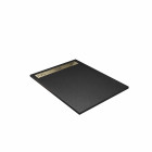 Receveur noir effet granite en résine epoxy 80x120x3 cm + grille linéaire or brossé Aurlane - PACR264