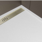 Receveur blanc effet granite en résine epoxy 80x140x3 cm + grille linéaire or brossé Aurlane - PACR294