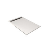 Receveur blanc effet granite en résine epoxy - 90x140x3 cm + grille linéaire chrome Aurlane - PACR295