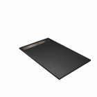 Receveur noir effet granite en résine epoxy 90x140x3 cm + grille linéaire chrome Aurlane - PACR275