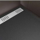 Receveur noir effet granite en résine epoxy 90x140x3 cm + grille linéaire blanche Aurlane - PACR277