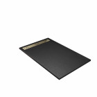 Receveur noir effet granite en résine epoxy 90x140x3 cm + grille linéaire or brossé Aurlane - PACR279