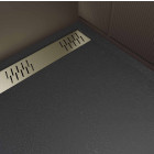 Receveur noir effet granite en résine epoxy 90x140x3 cm + grille linéaire or brossé Aurlane - PACR279