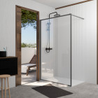 Paroi de douche 120x200 cm - cadre et bras en aluminium finition gun metal - verre trempé 6 mm