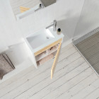 Meuble lave mains mini 40x50x22 cm - blanc et chêne clair Aurlane - LAV1004