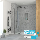 Lot de 2 parois de douche 100x195 cm en verre trempé 5 mm - profilés et bras noirs Aurlane - PACF472
