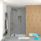 Lot de 2 parois de douche 70x195 cm en verre trempé 5 mm - profilés et bras noirs Aurlane - PACF480