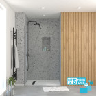 Lot de 5 parois de douche 70x195 cm en verre trempé 5 mm - profilés et bras noirs Aurlane - PACF481