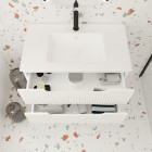 Meuble de salle de bains leon 80cm blanc neige - 2 tiroirs en mdf ondulés - vasque à encastrer Aurlane - PACM729