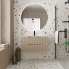 Meuble de Salle de Bains LEON 80cm Marron Glace – 2 Tiroirs en MDF Ondulés – Vasque à encastrer Aurlane - PACM731