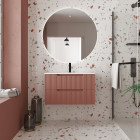 Meuble de Salle de Bains LEON 80cm Terracotta – 2 Tiroirs en MDF Ondulés – Vasque à encastrer Aurlane - PACM730