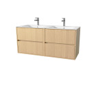 Pack meuble salle de bains 120 cm chêne clair, 4 tiroirs avec vasque céramique - xenos Aurlane - PACM696