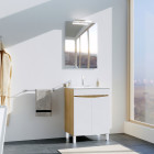 Meuble de salle de bains 60cm 2 portes bois et blanc + vasque céramique blanche - key Aurlane - PACM862
