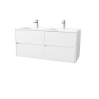 Pack meuble salle de bains 120 cm laque blanc, 4 tiroirs avec vasque céramique - xenos Aurlane - PACM695