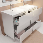 Pack meuble salle de bains 120 cm laqué blanc, 6 tiroirs avec vasque céramique - xenos Aurlane - PACM697
