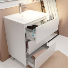 Pack meuble salle de bains 60 cm laqué blanc, 3 tiroirs avec vasque céramique - xenos Aurlane - PACM685