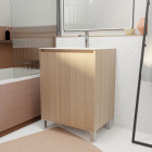 Pack meuble salle de bains 60 cm chêne clair, 2 portes avec vasque céramique - xenos Aurlane - PACM682