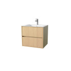 Pack meuble salle de bains 60 cm chêne clair, 2 tiroirs avec vasque céramique - xenos Aurlane - PACM684
