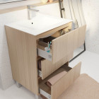 Pack meuble salle de bains 60 cm chêne clair, 3 tiroirs avec vasque céramique - xenos Aurlane - PACM686