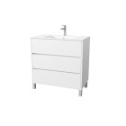 Pack meuble salle de bains 80 cm laqué blanc, 3 tiroirs avec vasque céramique - xenos Aurlane - PACM691